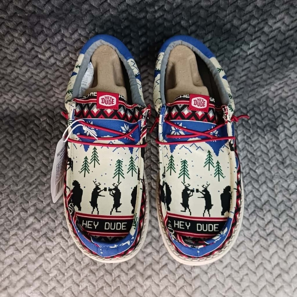 Hey‎ Dude Wally Holiday Cheers Christmas Winter Shoes Mens Size 9 New With Tags - Picture 5 of 10